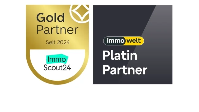 Auf der Tippgeber-Seite von GARANT Immobilien werden die Auszeichnungen ImmoScout24 Gold Partner seit 2024 und immowelt Platin Partner gezeigt. Die Siegel stehen für geprüfte Qualität, hohe Reichweite und zuverlässige Immobilienvermittlung bei GARANT Immobilien.